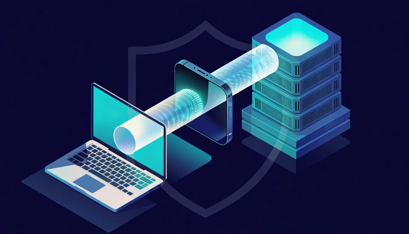 Máy tính và điện thoại kết nối bảo mật đến VPS qua đường hầm VPN